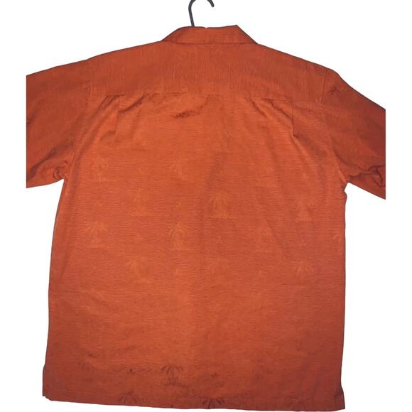 Gordon Clothing Short Sleeve Button Front Shirt - Large Orange Palm Tree Pattern - Picture 2 of 11